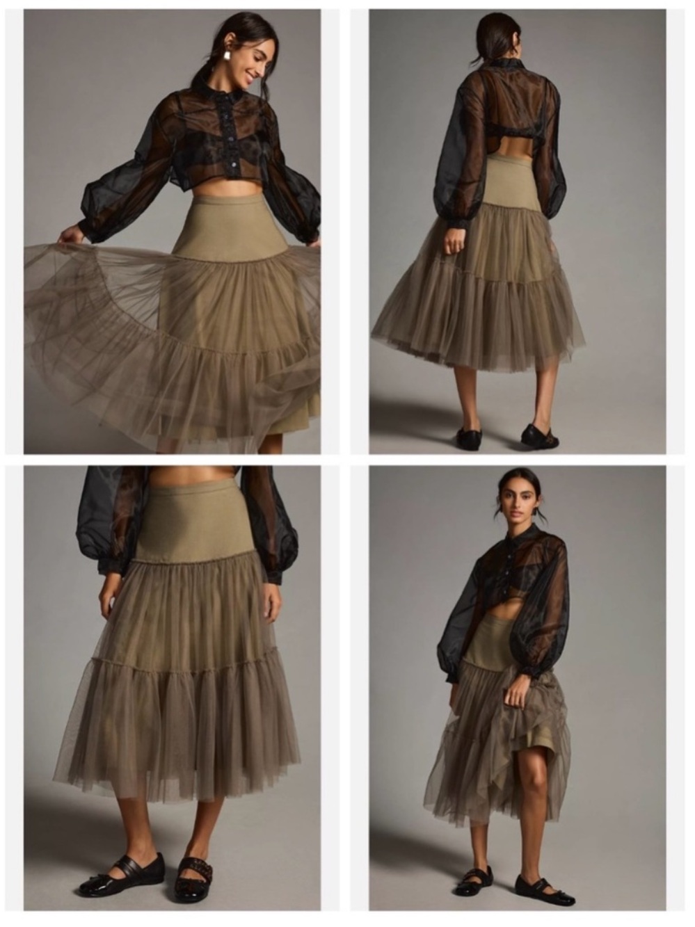 Mare Mare x Anthropologie Tiered Tulle Midi Skirt NWT Womens XXS Fairy Boho - Picture 2 of 13